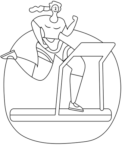 Treadmill Exercise Coloring Page